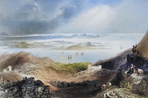 Clifden Castle, Connemara, County Galway, Ireland, from the Landscape and Antiquities of Ireland,