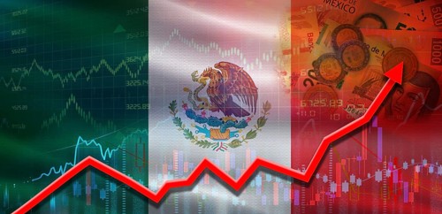 Mexico financial growth on market graph. Mexico economic growth on financial graph