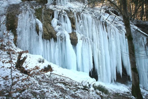Tourist attraction, icicles in the Eistobel near Isny/Maierhöfen, Allgäu, Bavaria, Germany, Allgäu,