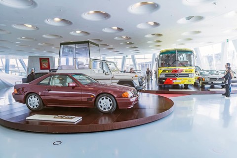 Mercedes-Benz 500 SL from 1991 driven by Princess Diana, Lady Di. The Mercedes-Benz Museum in