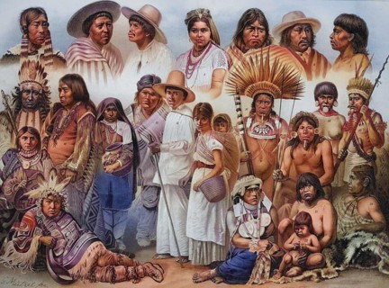 Types of American peoples: 1. Labrador Eskimo woman, 2. Mexican, 3. Highland Mexican, 4. Yucatan