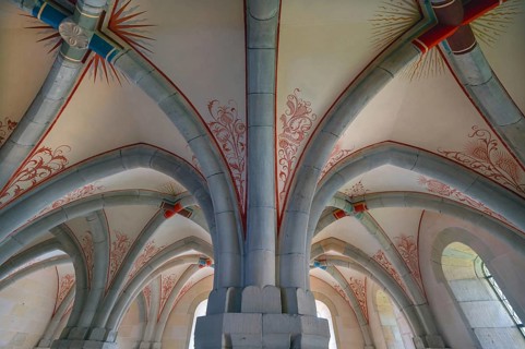 Vaults of the late Romanesque Bruderhalle, built around 1200, painted in 1528, Bebenhausen