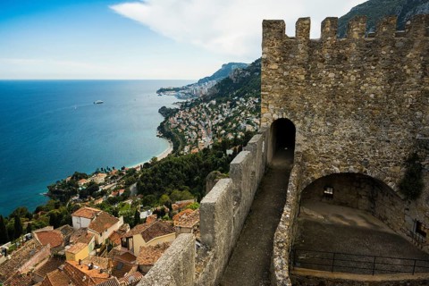 Picturesque mountain village overlooking the sea, Roquebrune, Roquebrune-Cap-Martin, near Monaco,