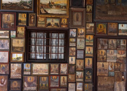 Votive plaques in the walkway around the Chapel of Grace, Kapellplatz, place of pilgrimage,