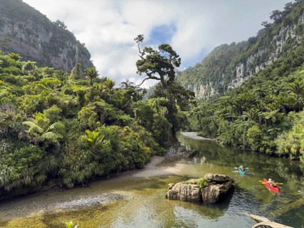 Paddle boats on the Pororari River Track, Paparoa National Park, South Island, New Zealand, Oceania