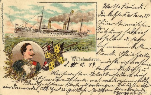 Historical postcard, picture postcard, Wilhelmshaven, Lower Saxony, Germany, digitally enhanced