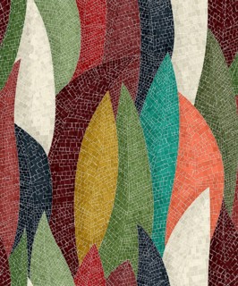 Abstract art vector, autumn leaf mosaic seamless pattern