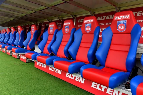 Bench, bench, empty, Elten, logo, relegation, Bundesliga, Voith-Arena, Heidenheim,