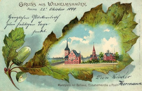 Historical postcard, picture postcard, Wilhelmshaven, Lower Saxony, Germany, digitally enhanced