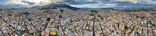 360 degree drone panorama, Quito, Ecuador