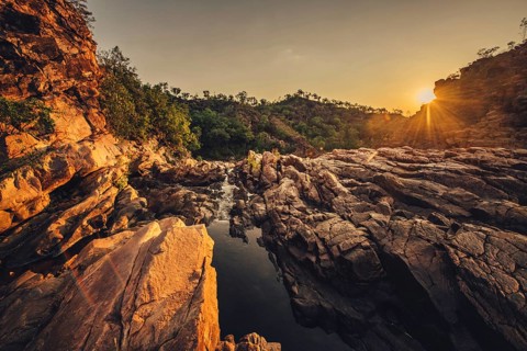 Sunrise Edith Falls in northern Australia, Australia