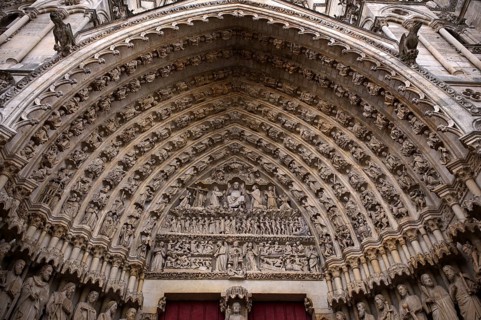 Main portal, Redeemer portal, Cathédrale Notre-Dame d'Amiens cathedral, Amiens, Somme, France