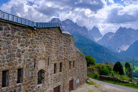 Mitterberg Fortress above Sesto, Sesto Valley, Dolomites, South Tyrol, Italy