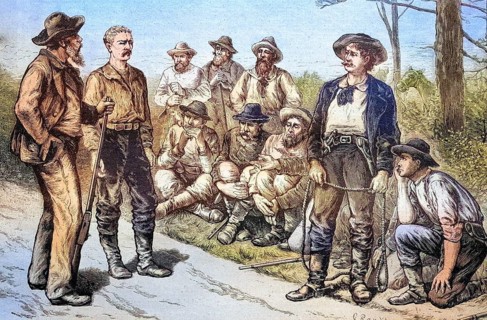Lynch Court in Texas, USA, coloured wood engraving, reproduction from an original from ca 1888,