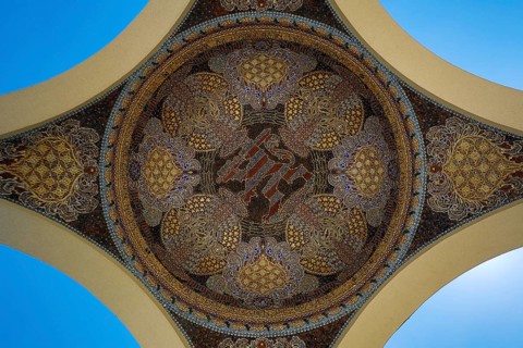 View of the mosaic in the pavilion at the entrance to the exhibition building, Mathildenhöhe,