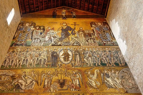 Byzantine mosaic, mural in the Basilica of Santa Maria Assunta, Torcello Island, Venice Lagoon,