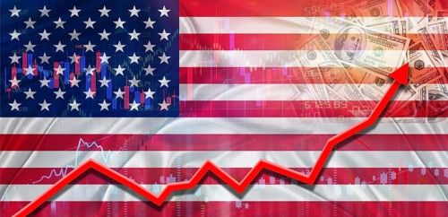 USA financial growth on market graph. USA economic growth on financial graph