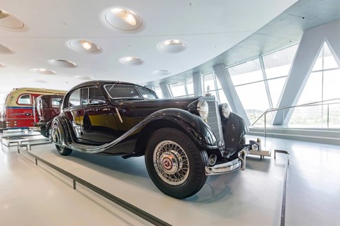 Mercedes-Benz 320 streamlined saloon from 1939. The Mercedes-Benz Museum in Stuttgart presents a