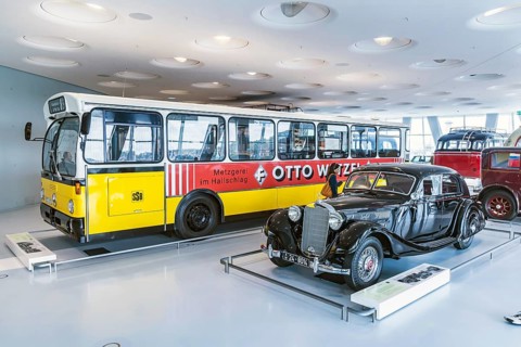 Mercedes-Benz 320 streamlined saloon from 1939. The Mercedes-Benz Museum in Stuttgart presents a
