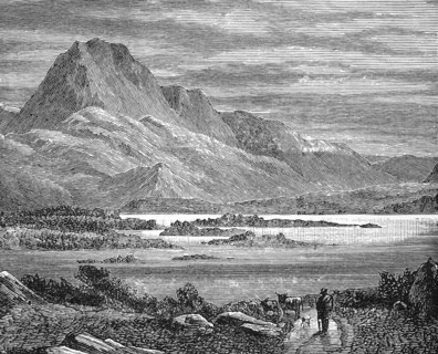 Herdsman above Lough Maree, around 1870, Ross-shire, Scotland, digital reproduction of a historical