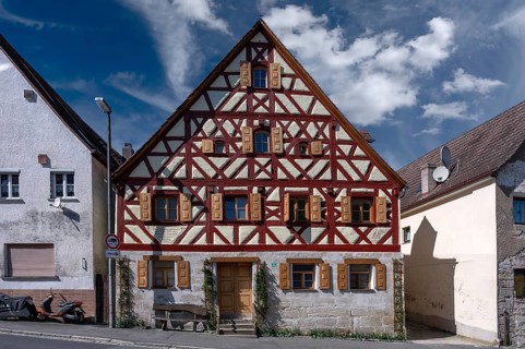 Historic half-timbered house, restored in 2022, Schnaittach, Middle Franconia, Bavaria, Germany