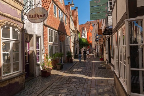 Renovated Schnoor district with small shops, galleries, restaurants, cafés and residential