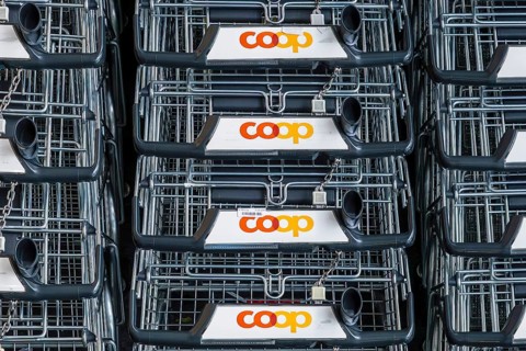 Coop shopping trolley, Interlaken, Bern, Switzerland