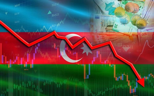 Azerbaijan financial fall on economy market. Azerbaijan financial crisis on economic graph