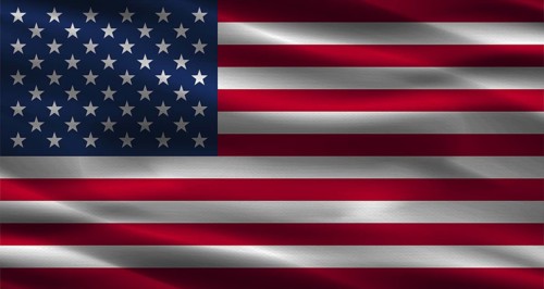 American flag with fabric texture. Realistic flag of USA waving