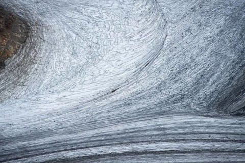 Structure of flowing glacier ice, detail, Übeltalferner glacier, Stubai Alps, South Tyrol, Italy