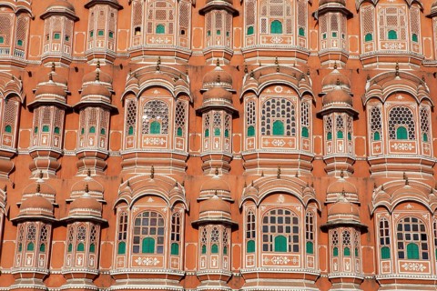 Hawa Mahal or Palace of the Winds in the old city centre, Jaipur, Rajasthan, India
