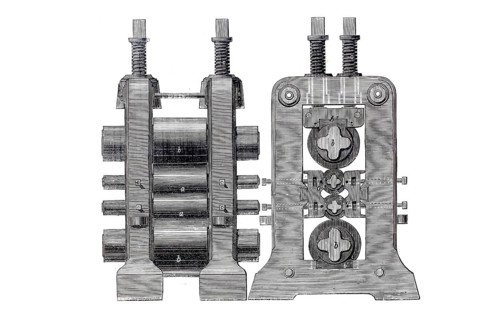 Sheet metal rolling machine, levelling machine, after patent by J, F, Newton, historical, digitally