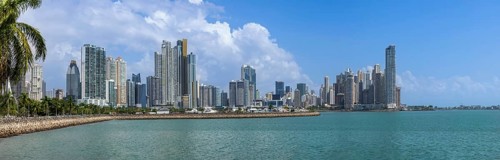 Panoramic view of skyline of Panama City downtown and financial center