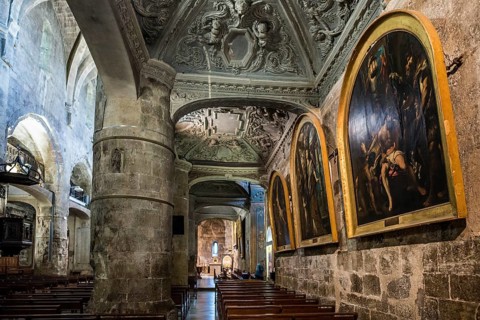 Interior view, Cathedral Notre-Dame-du-Puy, painting by Peter Paul Rubens, Grasse, Alpes Maritimes,