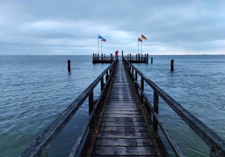 Sailors' Bridge, one of several sea bridges on Föhr, Wyk auf Föhr, North Frisia,