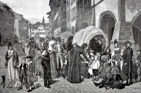 French emigrants are taken in by the citizens of Bern, Switzerland in 1703, Historical, digitally