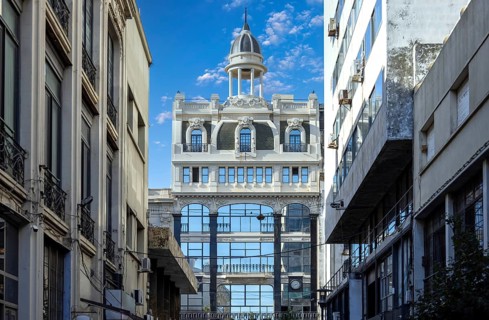 Uruguay, Montevideo streets and architecture in historic city center famous tourist attraction