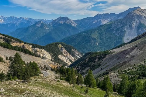 View of the southern ascent to the southern ramp of the Col de l'Izoard d'Izoard Alpine pass 2360