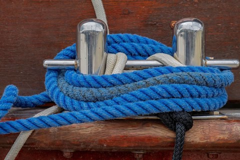 Boat bollard on a wooden boat, Montenegro, Balkans