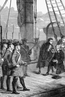 The execution of Admiral John Byng in March 1757. He was best known for the loss of Minorca in 1756
