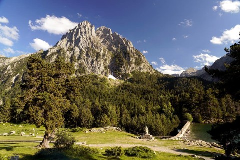 The Els Encantats mountain range in the Aigüestortes i Estany de Sant Maurici National Park,