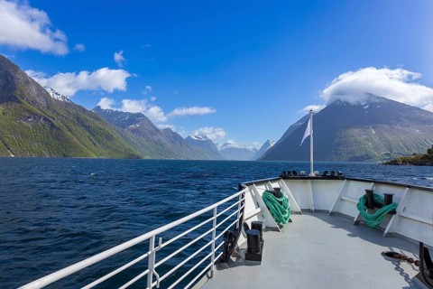 Alesund, port town in Norway famous for Art Nouveau architecture, fjords and scenic landscapes