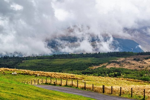 Nevis Range Mountains from Commando Memorial, Grampian Mountains, Fort William, Highland, Lochaber,