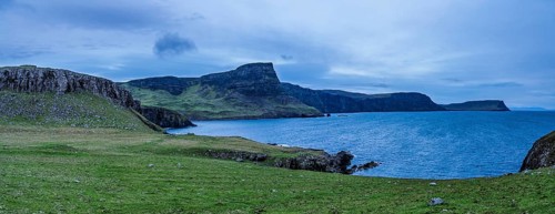 Panorama of Cliffs over Neist Point Lighthouse, Isle of Skye, Scotland, UK