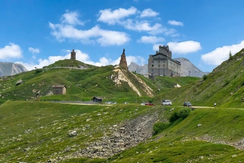 View from south on pass summit of Colle del Piccolo San Bernardo, Col du Petit Saint Bernard Little