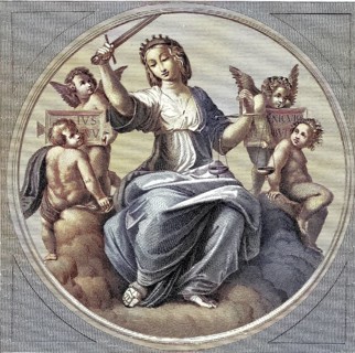 Justice, symbolic representation in the Vatican, after a painting by Raphael, Rome, Italy