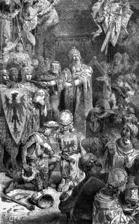 The court in Mainz, today Mainz, Germany of Frederick Barbarossa, a German Emperor of the Holy