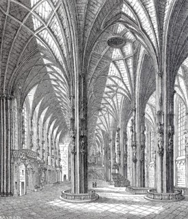 Interior of St Stephen's Cathedral, Stephansdom, in Vienna, Austria, Historical, digitally enhanced