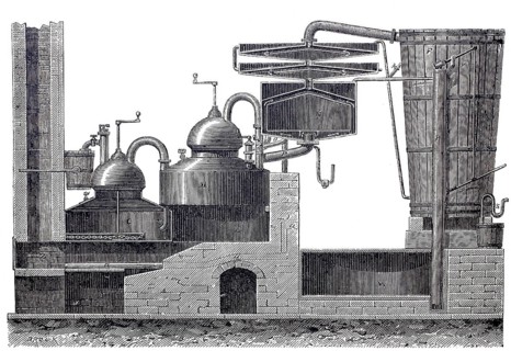 Alcohol production, distillation apparatus by Johann Heinrich Leberecht Pistorius, Pistorius