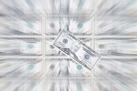 US dollar notes, 10 dollars, 50 dollars, banknotes, zoom effect